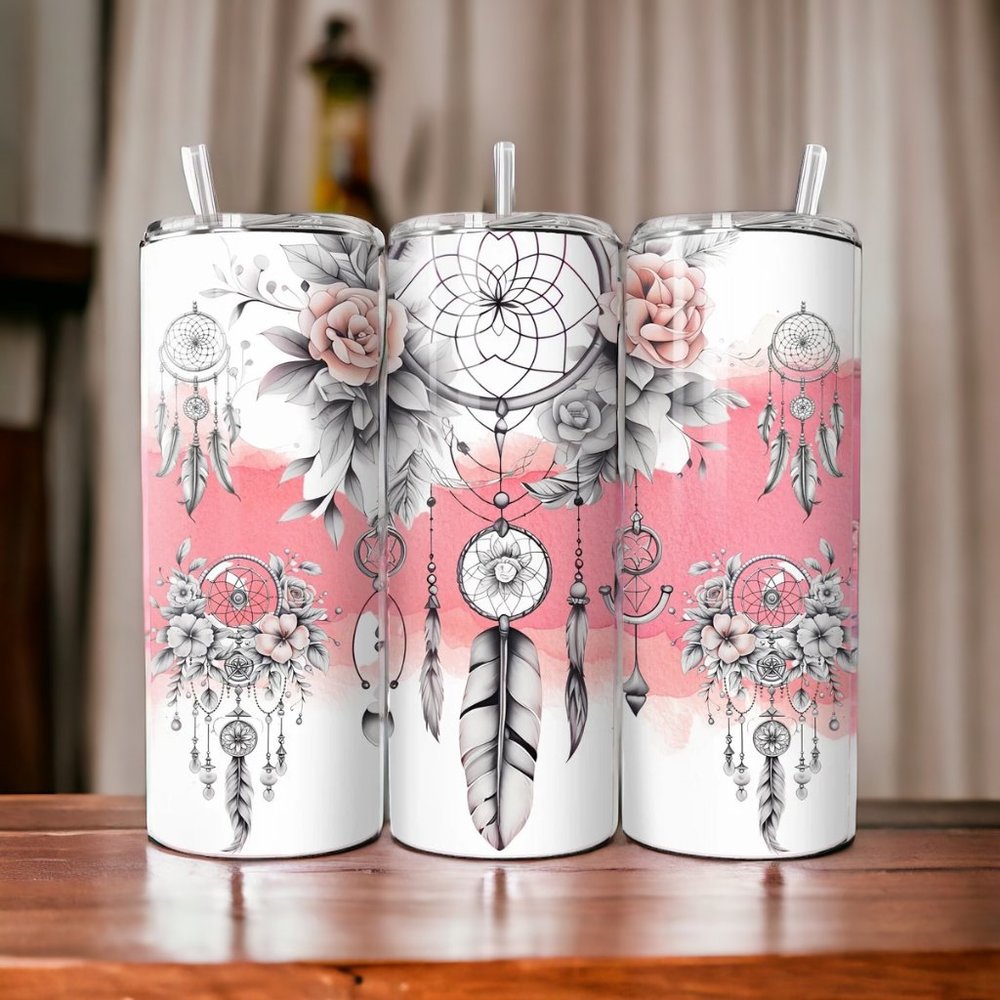 STYLISH DREAM CATCHER  20oz Skinny Tumbler Insulated Custom Printed .( 1 Piece )